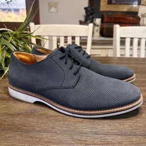 Clarks Atticus Perforated Gray Suede Leather Dress Shoes Mens‎ 10.5 US 45 EU